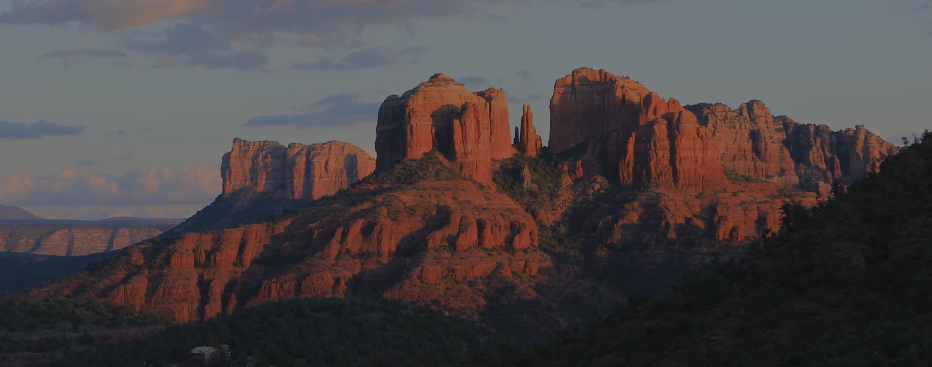 cathedral rock in sedona az at sunset